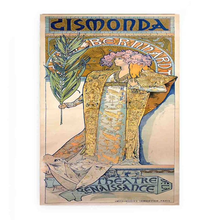 Poster for Victorien Sardou's Gismonda starring Sarah Bernhardt at the Théâtre de la Renaissance in Paris.