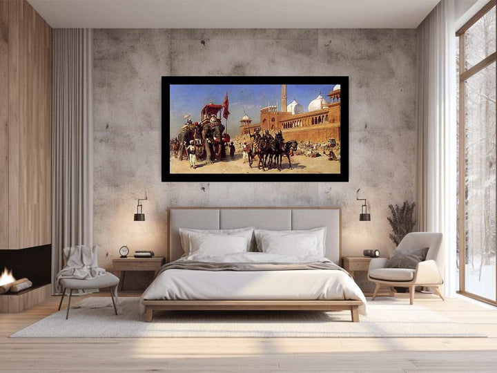 Great Mogul And His Court Returning From The Great Mosque At Delhi India Streched canvas