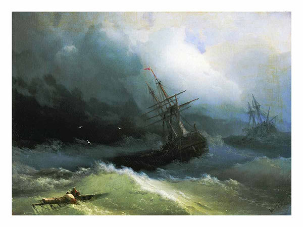 Ships at the raging sea