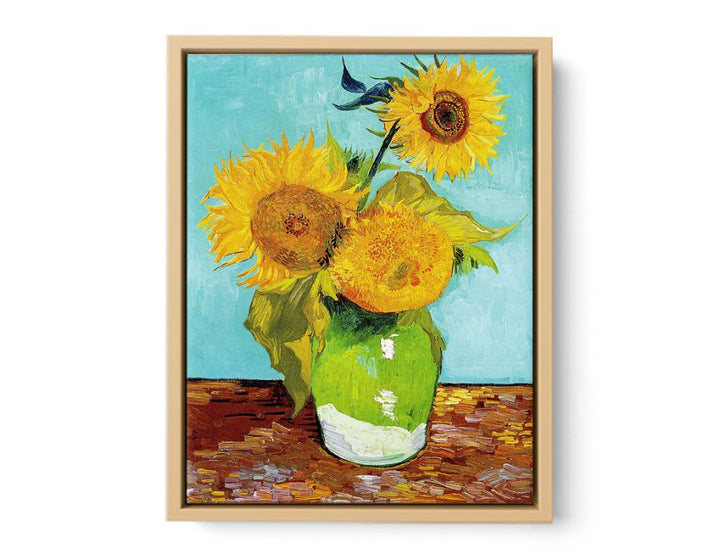 Sunflowers on Green By Van Gogh framed Print