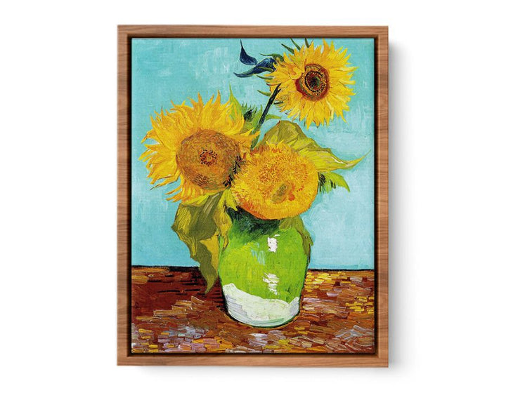 Sunflowers on Green By Van Gogh  Painting