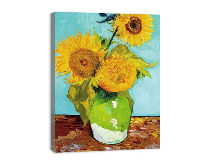 Sunflowers on Green By Van Gogh  canvas Print