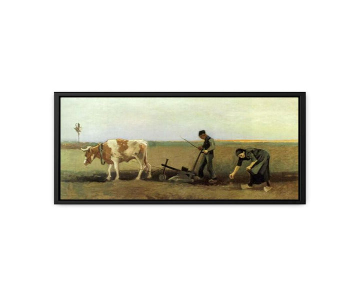 Plow In Field Painting by Van Gogh  canvas Print