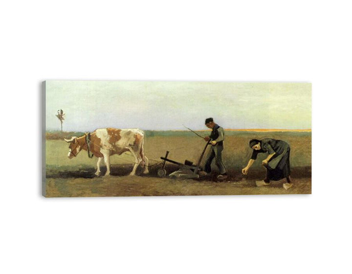 Plow In Field Painting by Van Gogh  canvas Print