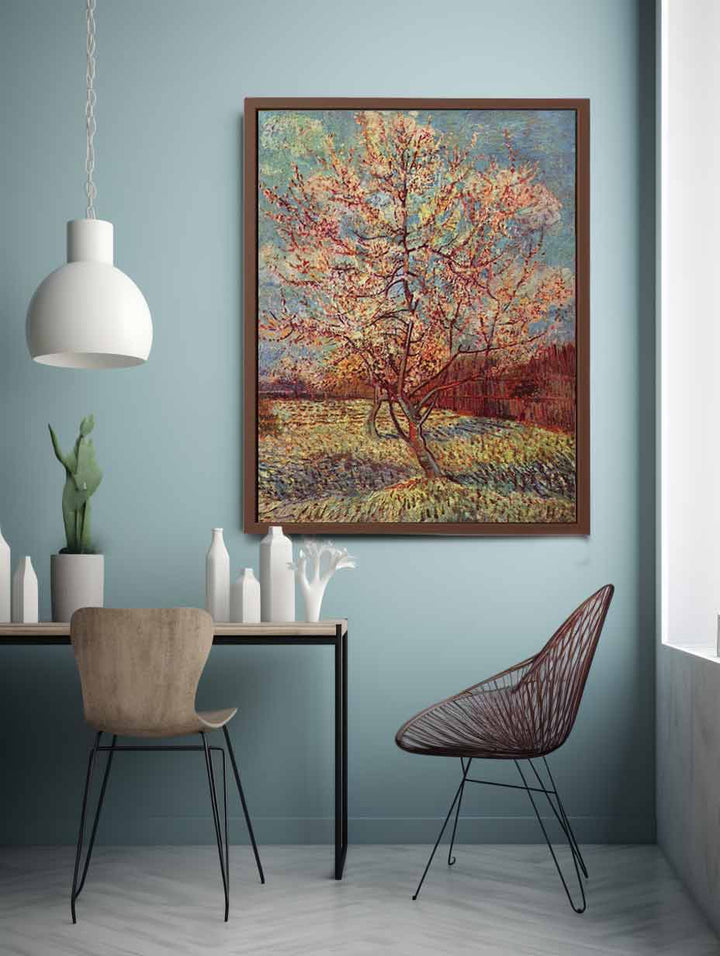 Peach Tree in Blossom / Flowering Peach Tree Art Print