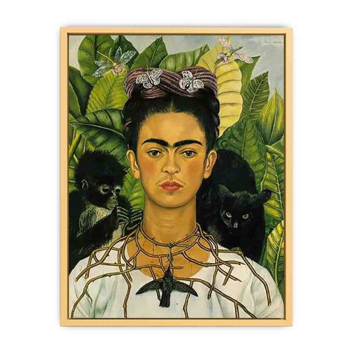 Self Portrait with Necklace of Thorns - Frida Kahlo Streched canvas