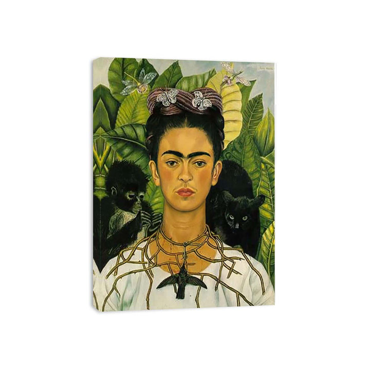 Self Portrait with Necklace of Thorns - Frida Kahlo Canvas Print