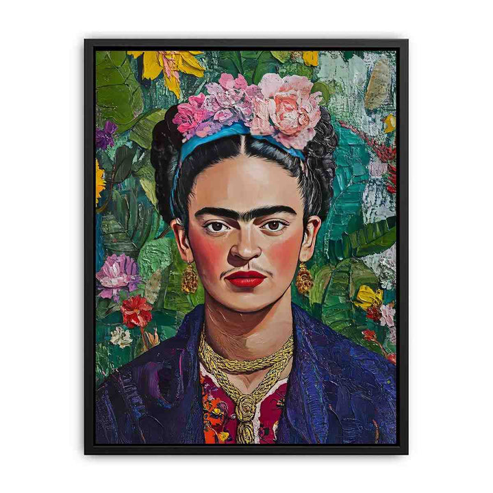 Frida Kahlo Floral Portrait  Painting