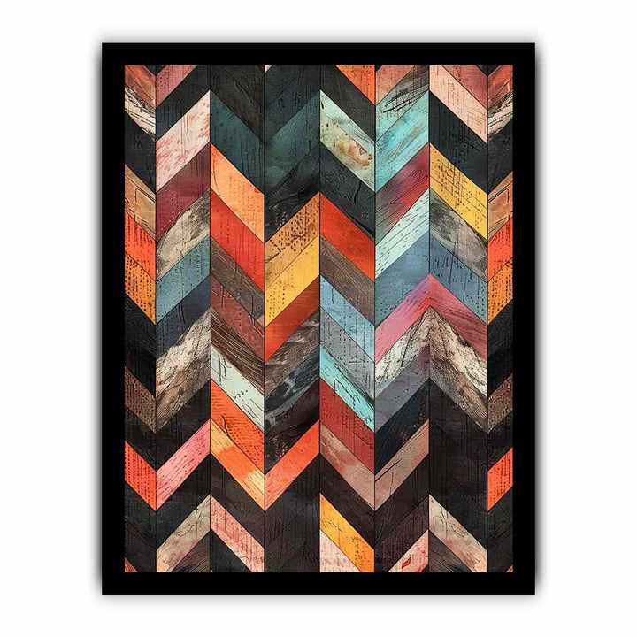 Multicolor Herringbone Lllustration  framed Print