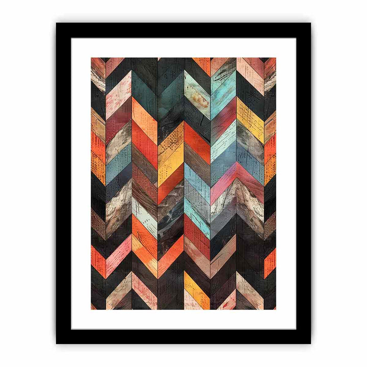 Multicolor Herringbone Lllustration  framed Print