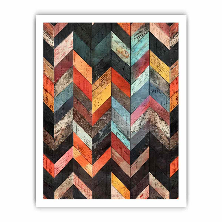 Multicolor Herringbone Lllustration  framed Print