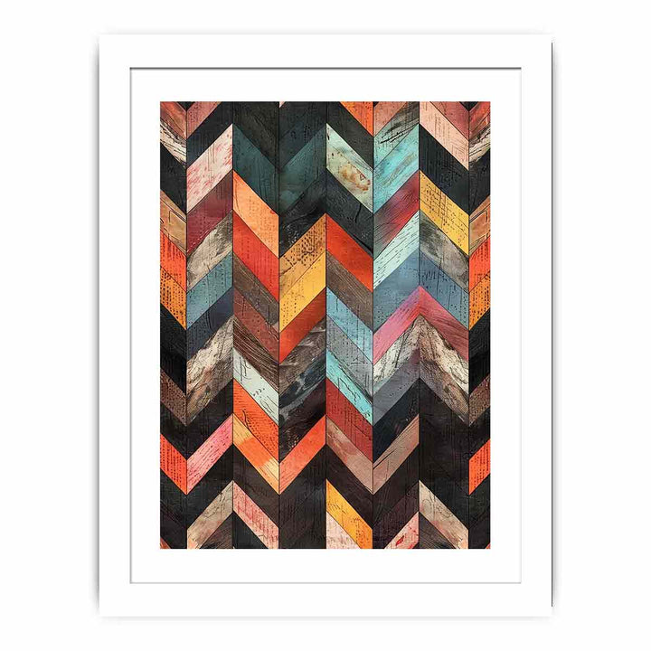 Multicolor Herringbone Lllustration  framed Print