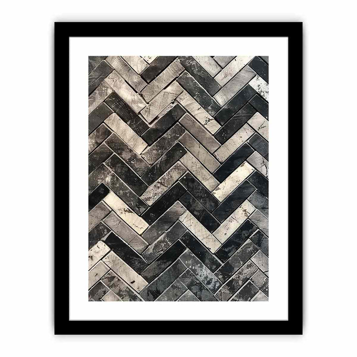 Zigzag In Black & White framed Print