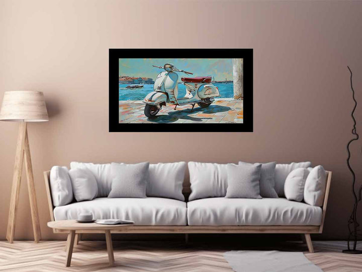 Vespa At River Art Print