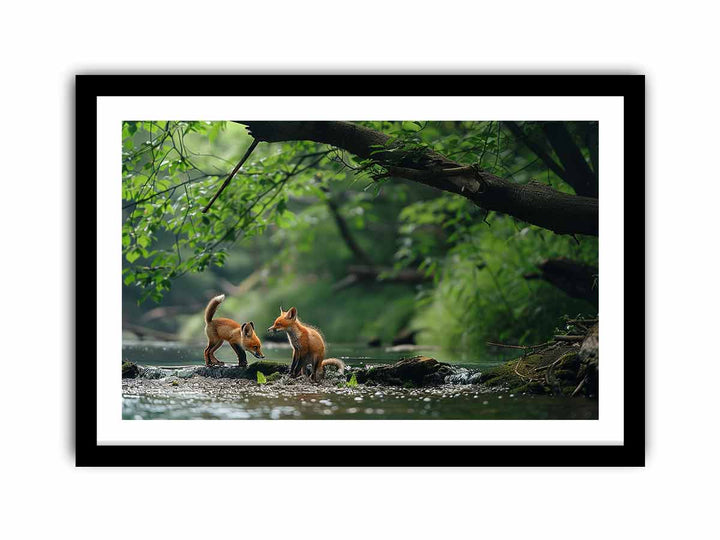 Two Baby Red Foxes framed Print