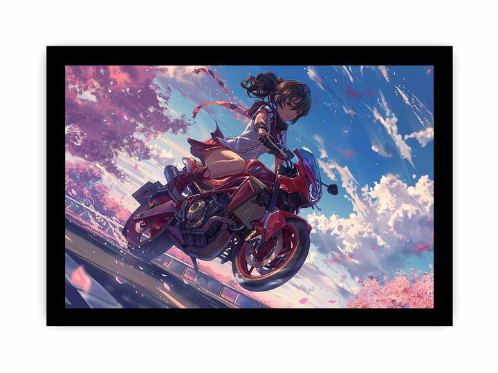 Anime Girl Bike framed Print