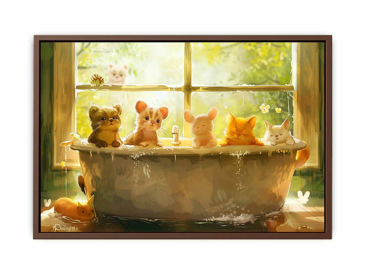 Animals In Bath Tub Painting