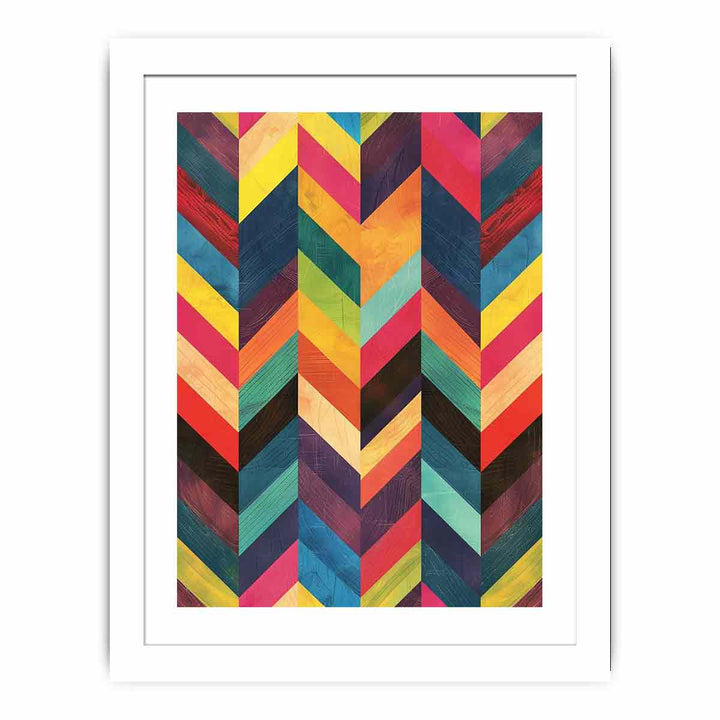 Zigzag Lines Watercolor Pattern framed Print