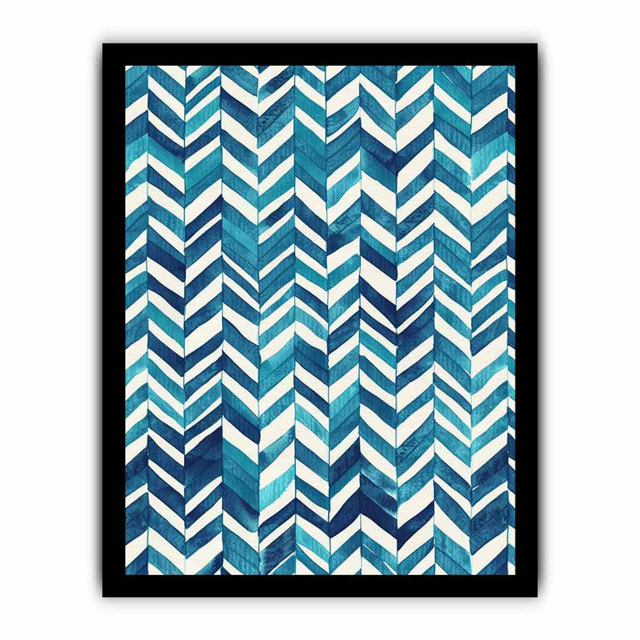 Zigzag Blue Pattern Painting framed Print