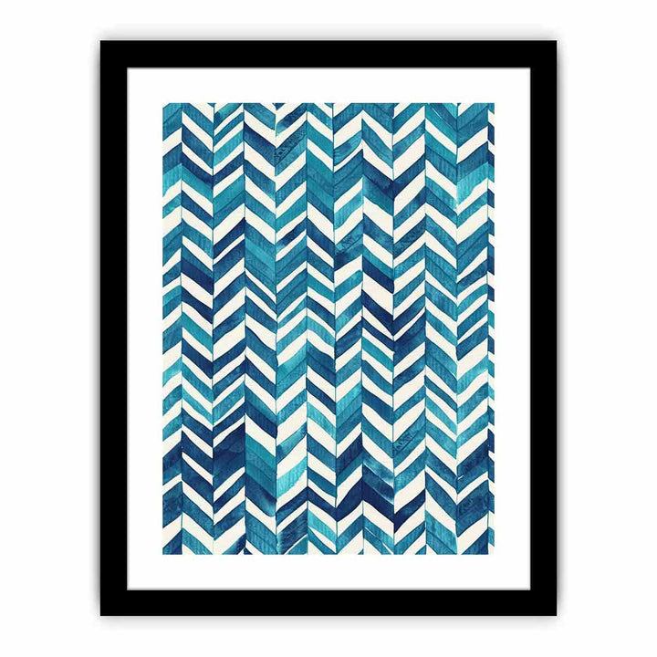 Zigzag Blue Pattern Painting framed Print