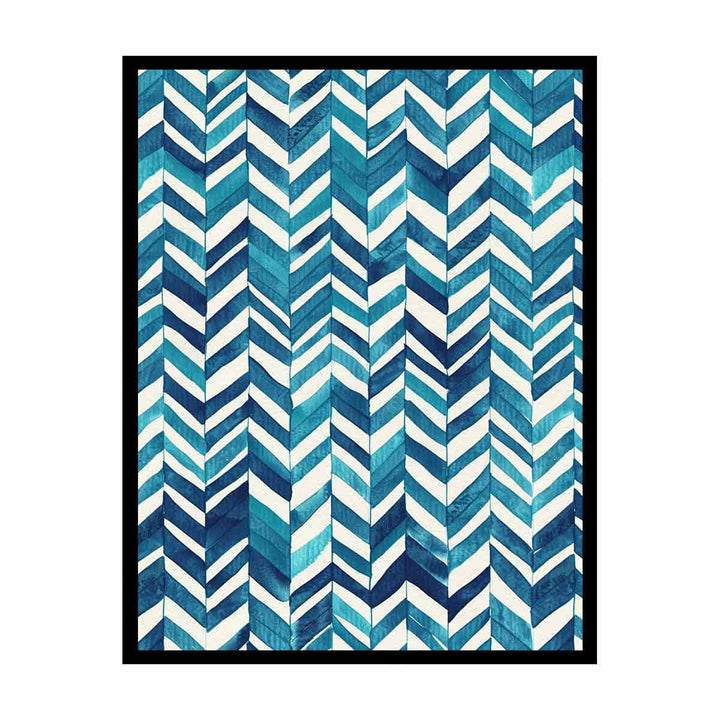 Zigzag Blue Pattern Painting canvas Print