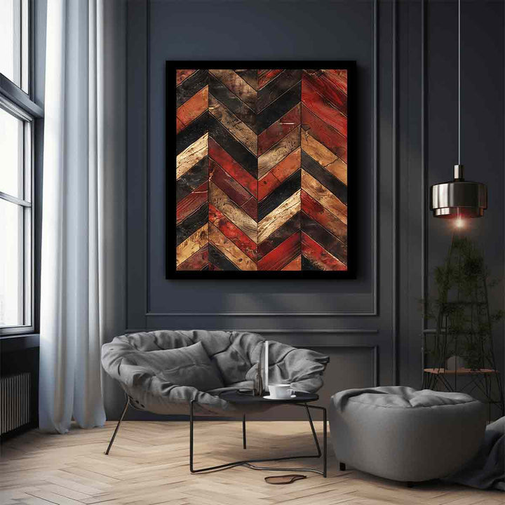 Zigzag  Borwn Pattern Painting Art Print