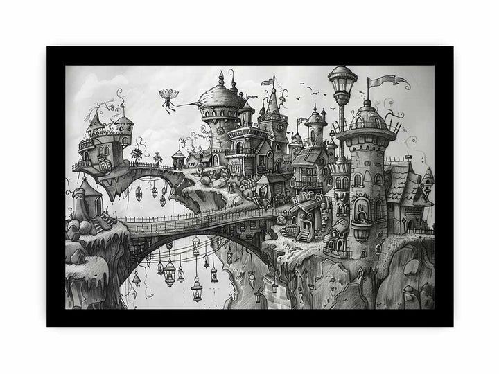 Castle Drawing framed Print