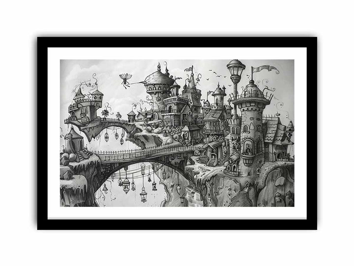 Castle Drawing framed Print