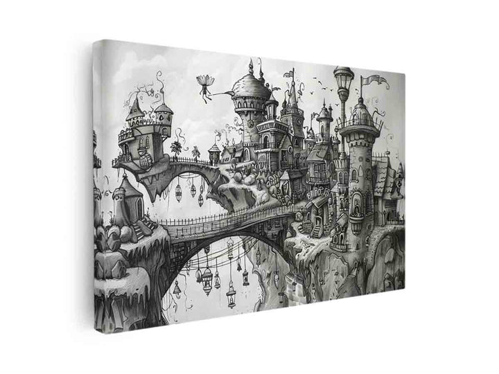 Castle Drawing canvas Print