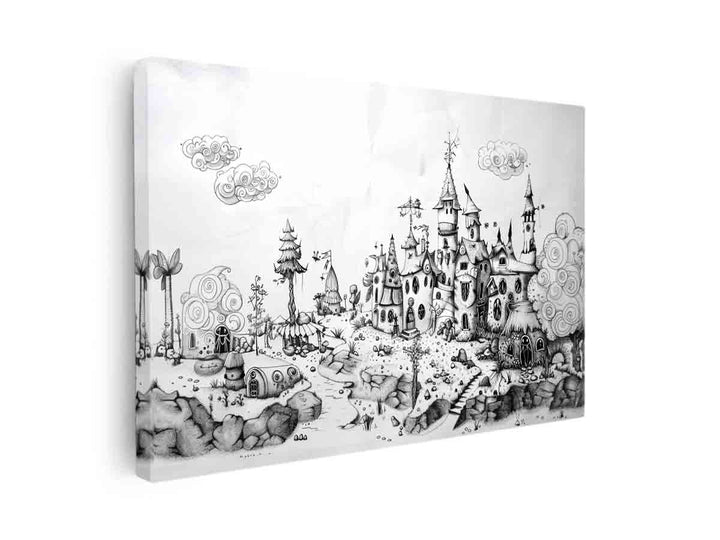 Castle Drawing Art canvas Print