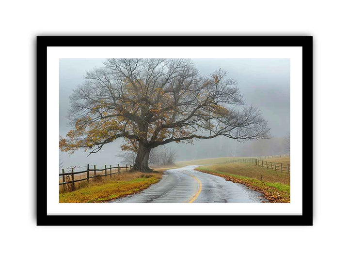 Foggy Road framed Print