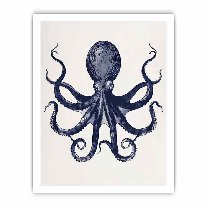 Octopus Dark Blue framed Print