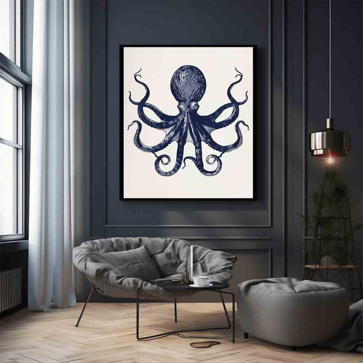 Octopus Dark Blue Art Print