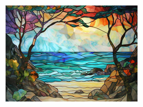 Beach Stained Glass Art Print