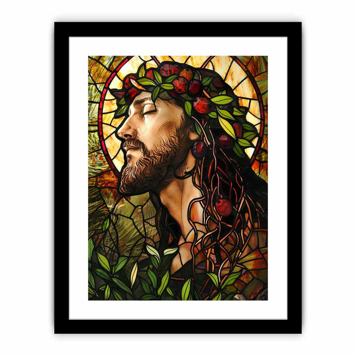 Jesus Glass Art framed Print