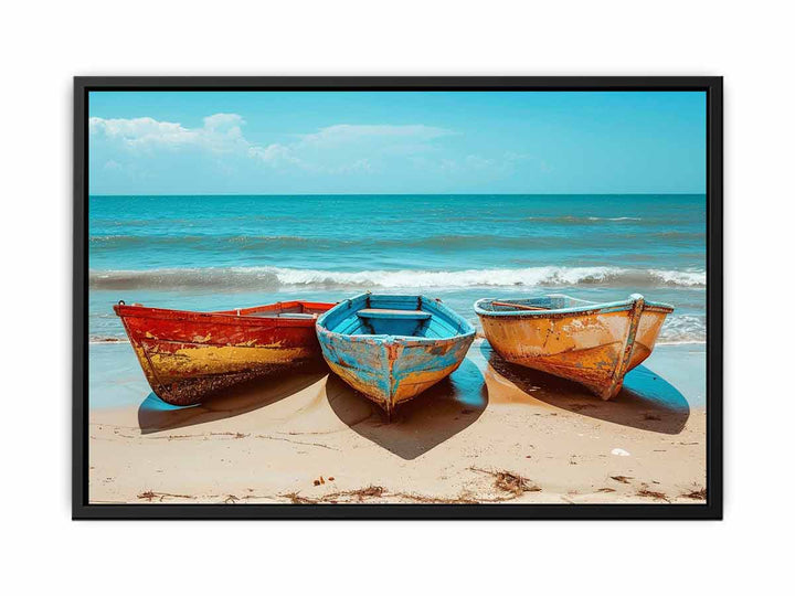 Hree Colorful Boats canvas Print