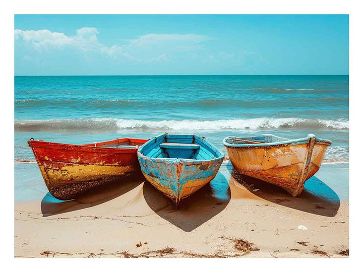 Hree Colorful Boats Art Print