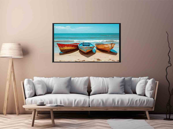 Hree Colorful Boats Art Print