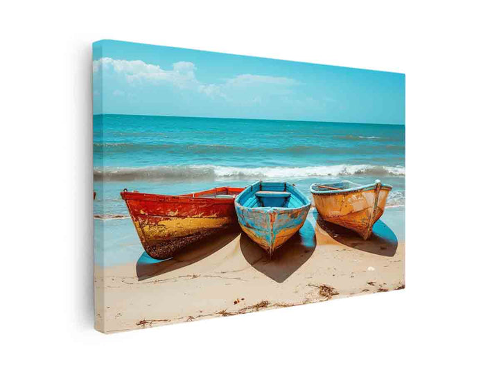 Hree Colorful Boats canvas Print