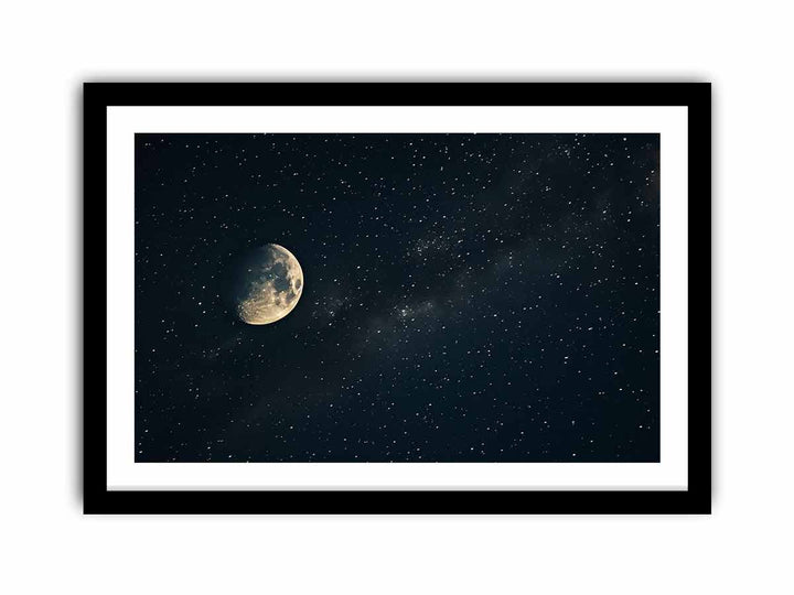 Galaxy Star And Moon framed Print