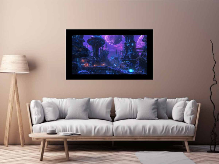 Alien Purple City Art Print