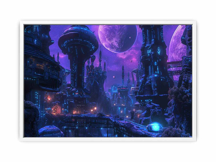 Alien Purple City Painting