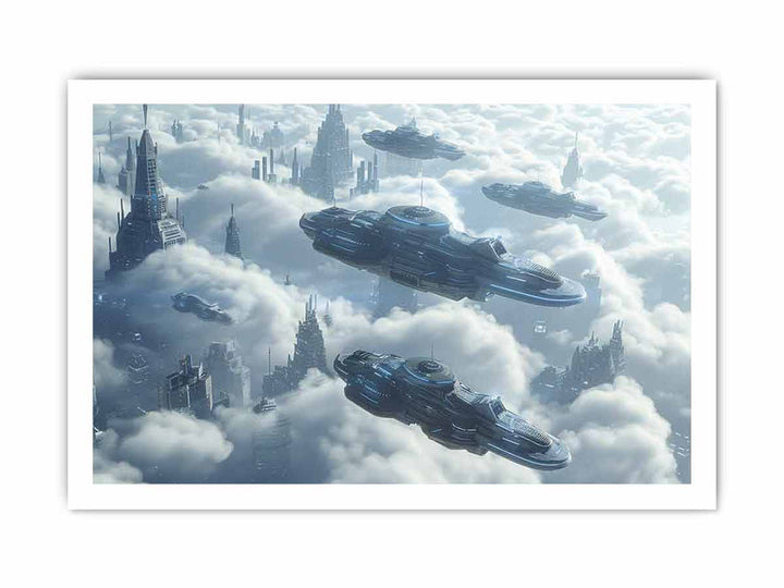 Space Ships framed Print