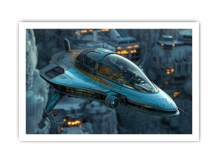 Sci-fi Space Ship framed Print