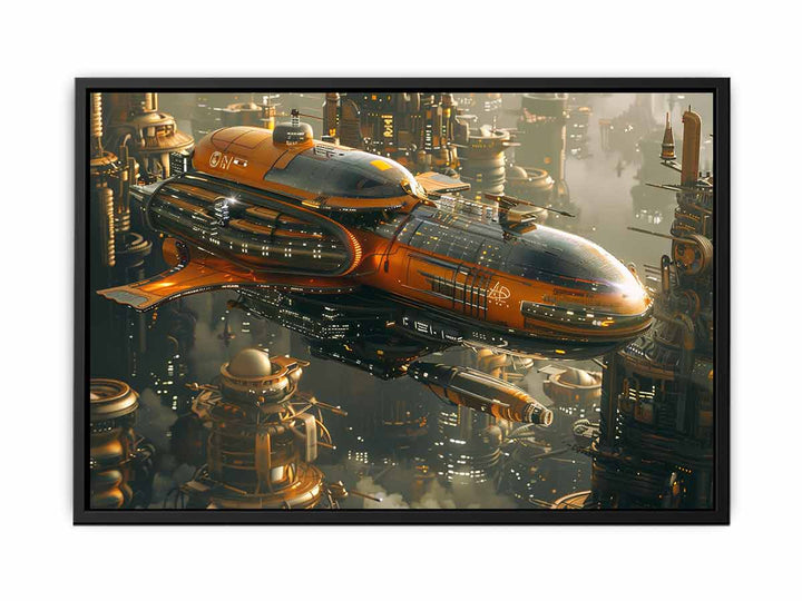 Space Ship  & Alein City canvas Print