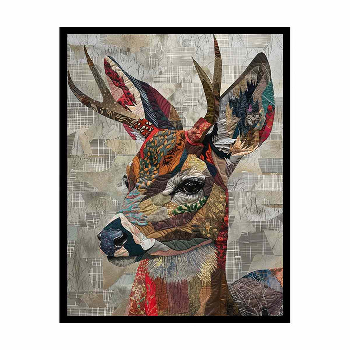 Deer Patchwork canvas Print