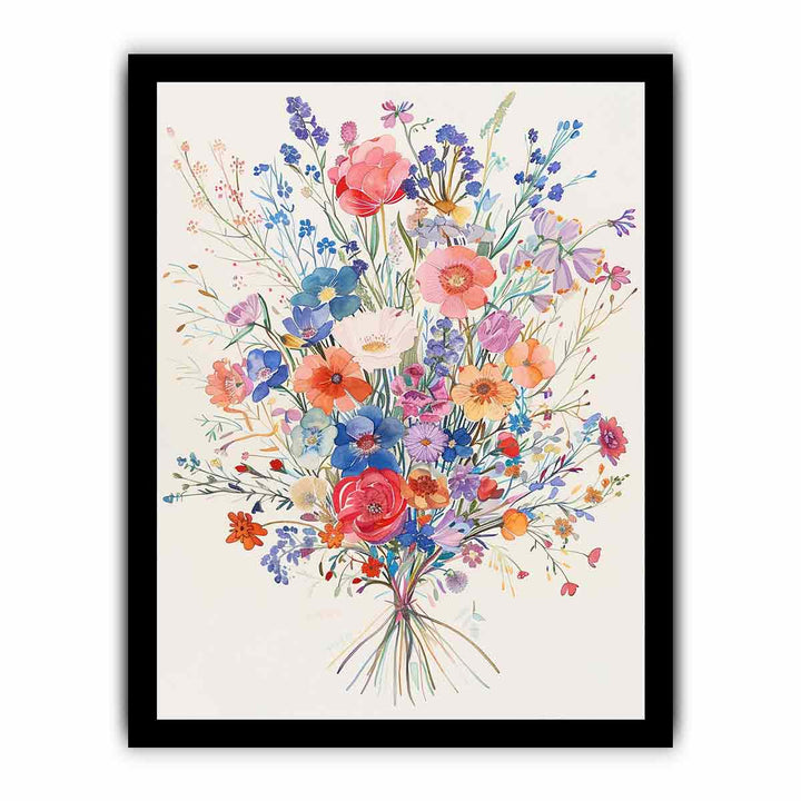 Watercolor Flower Bouquet framed Print