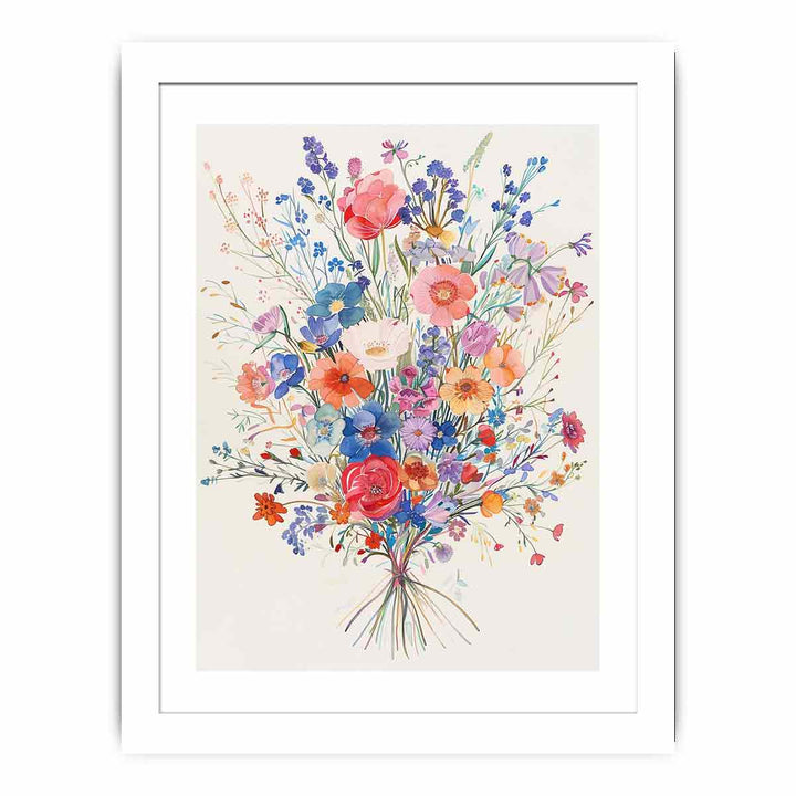 Watercolor Flower Bouquet framed Print