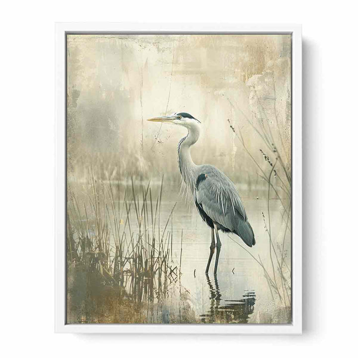 Grey Heron in Water Painting