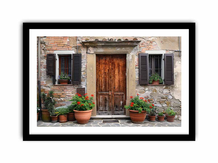 Vintage House Door framed Print